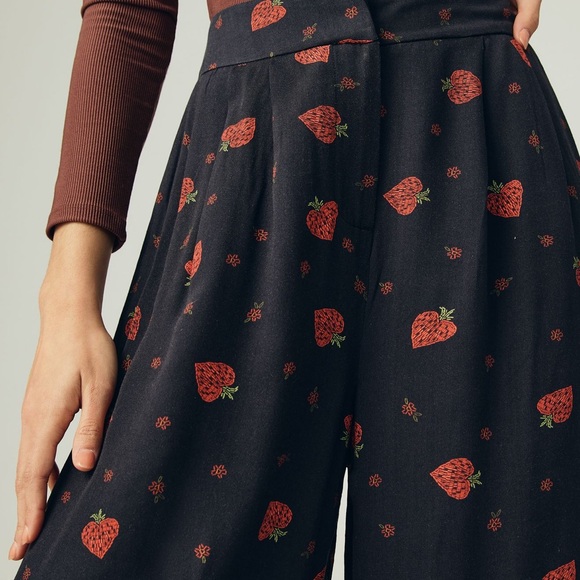 FARM Rio Anthropologie Strawberry Print Wide-Leg Pants - Picture 4 of 13